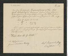 k.k. naturhistorisches Hofmuseum, Intendanzakten 1885-1896 (Hauer), Aktenzahl Z.108/1889, Seite 1